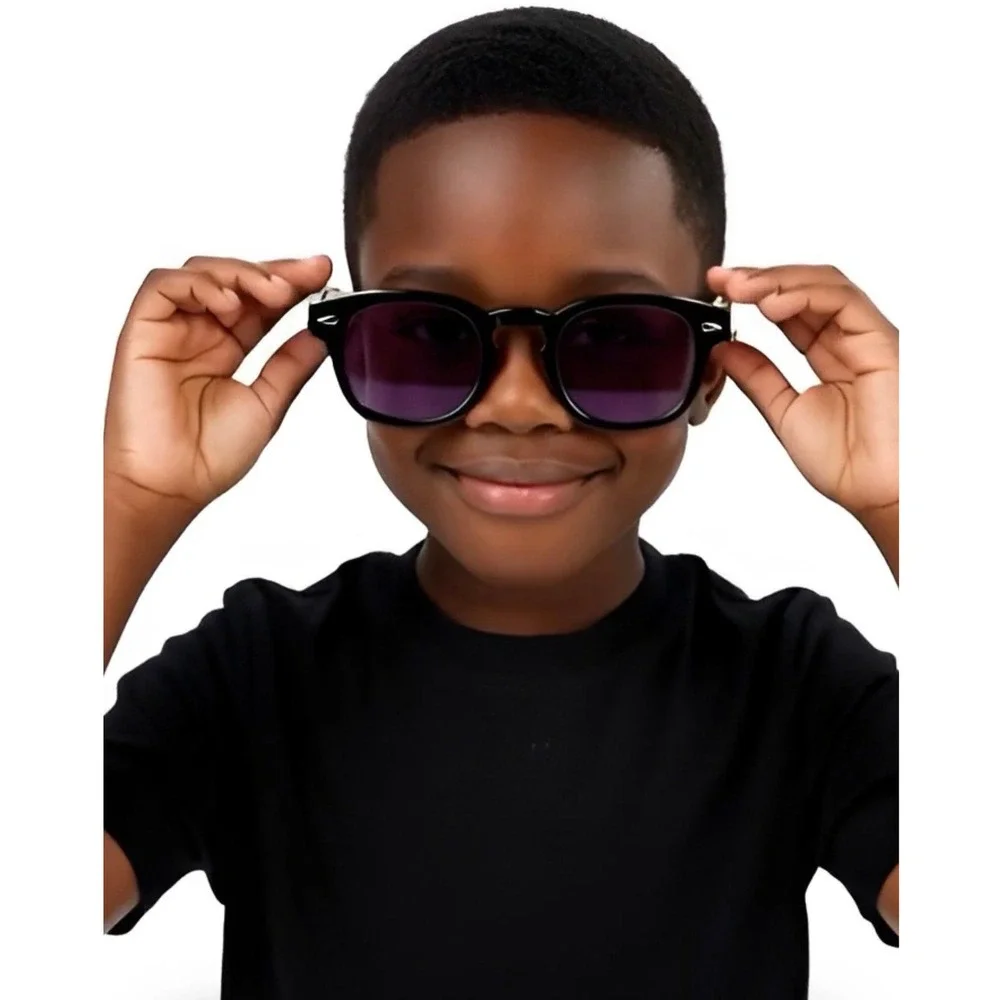 Kids Sunglasses Boys Girls Shatter-Resistant Retro Glossy UV Protection Age 4-12